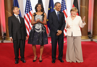 Joachim Sauer, Michelle Obama, President Barack Obama and German Chancellor Angela Merkel (Sean Gallup/Getty Images)